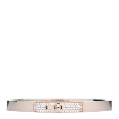 Hermes 18K Rose Gold Diamond PM Kelly Pave Bracelet SH 1 of 6