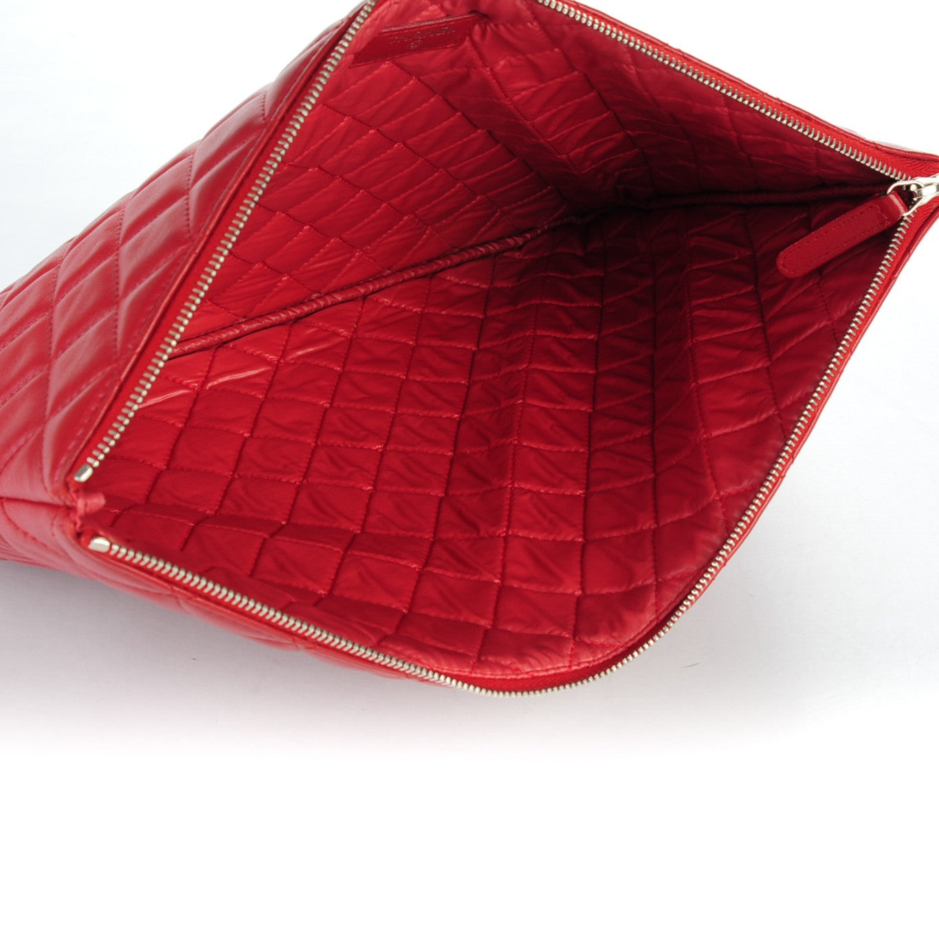 Lambskin Quilted Large Cosmetic Case Red