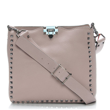 Valentino Garavani Pebbled Calfskin Small Rockstud Flip-Lock Messenger Bag Poudre 1 of 6