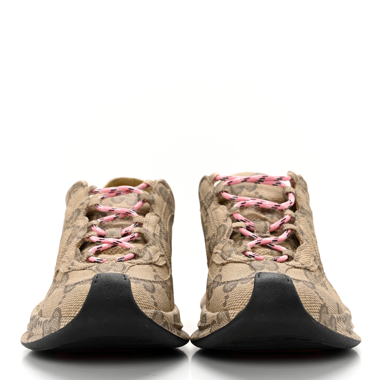 Gucci Ultralight Plume Calfskin Monogram Printed Womens Gucci Run Sneakers 38 Beige Ebony 2 of 12