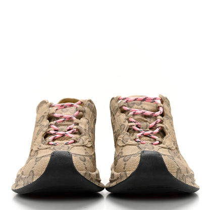 Gucci Ultralight Plume Calfskin Monogram Printed Womens Gucci Run Sneakers 38 Beige Ebony 2 of 12