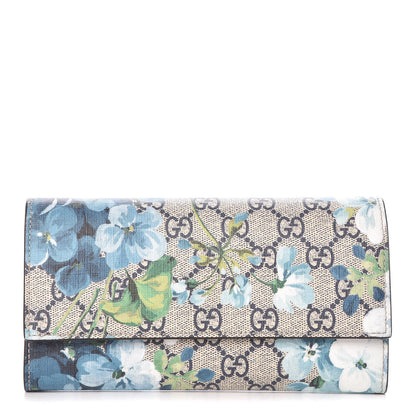Gucci GG Supreme Monogram Blooms Continental Wallet Blue 1 of 8