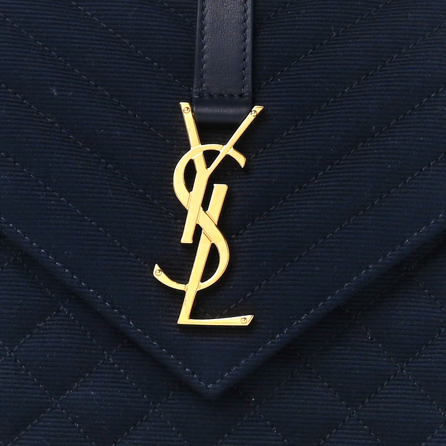 Saint Laurent Canvas Calfskin Mixed Matelasse Triquilt Medium Monogram Satchel Deeply Blue 9 of 11