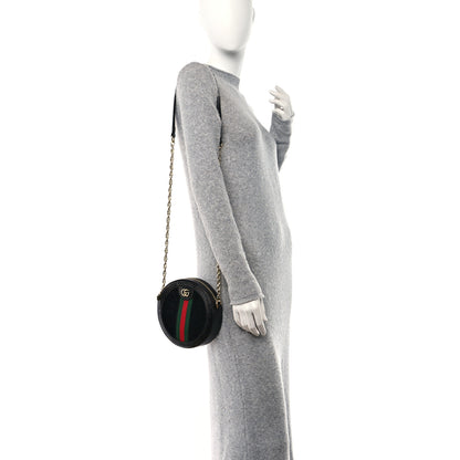 Gucci Suede Patent Web Mini Ophidia Round Shoulder Bag Black 2 of 11