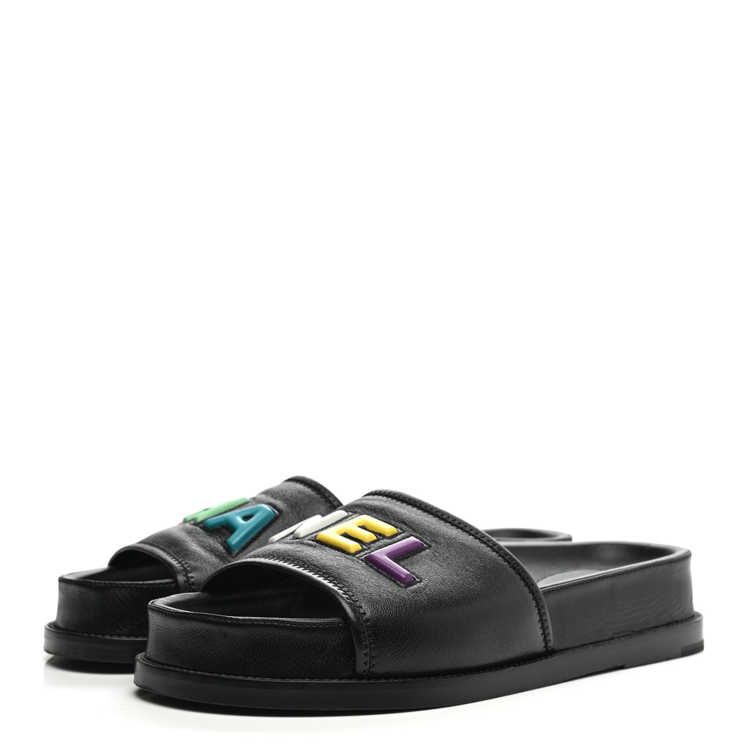 Chanel Lambskin Cha-Nel Mule Sandals 39.5 Black Multicolor 3 of 11