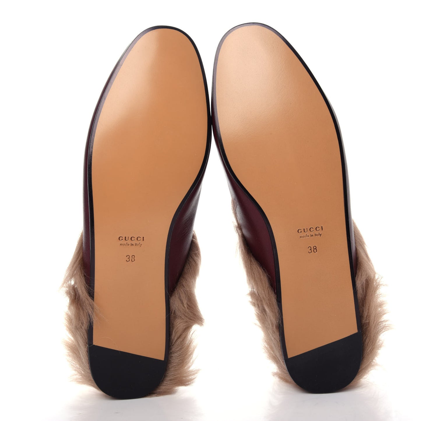 Malaga Kid Fur Womens Princetown Slippers 38 Vintage Bordeaux