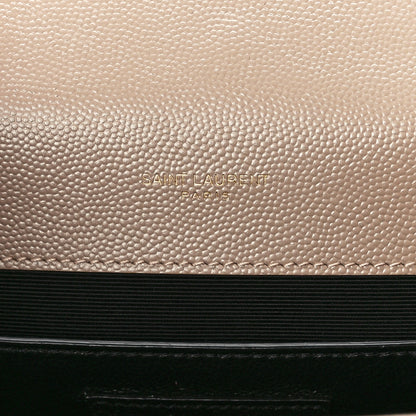 Saint Laurent Grain De Poudre Textured Mixed Matelasse Medium Triquilt Monogram Satchel Dark Beige 6 of 13