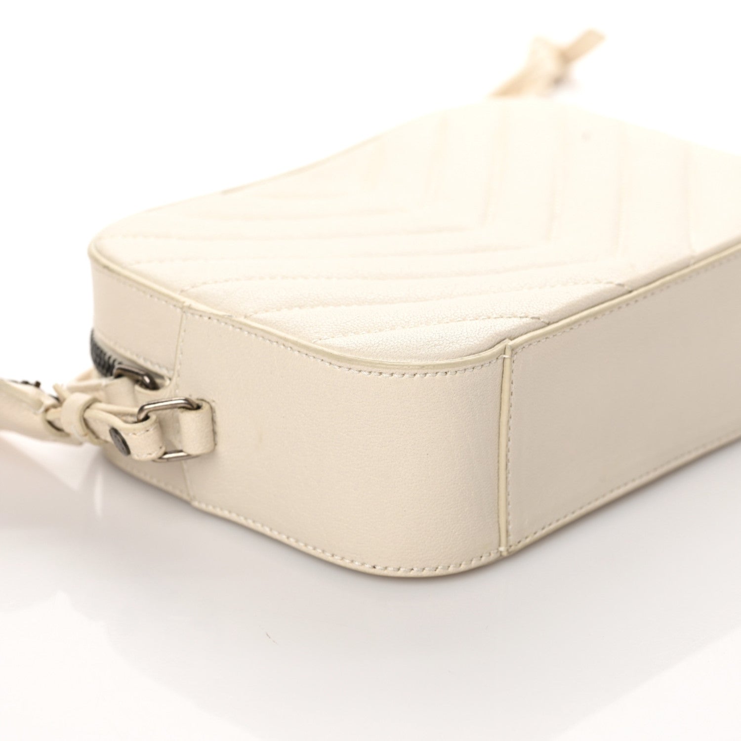 Saint Laurent Sheepskin Chevron Small Camera Bag White 5 of 9