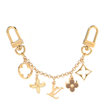 Louis Vuitton Brass Enamel Fleur De Monogram Bag Charm Chain Gold 1 of 4