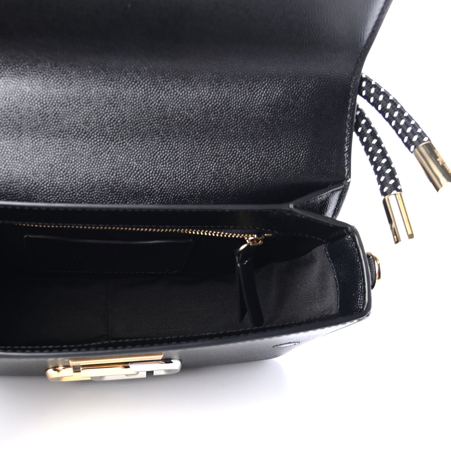 Textured Calfskin The J Link Shoulder Bag Black White