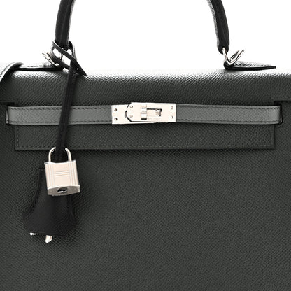 Hermes Epsom Tri-Color Kelly Sellier 25 Vert Mangrove Vert Amande Black 8 of 11