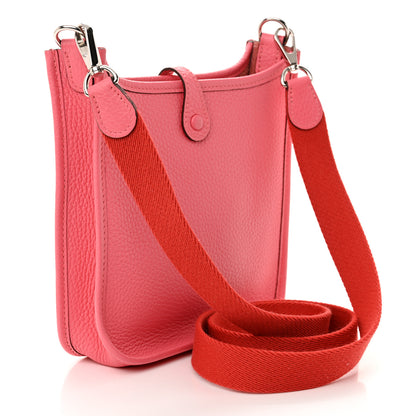 Hermes Taurillon Clemence Amazone Evelyne TPM Rose Azalee Rouge Pivoine 3 of 10