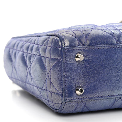 Christian Dior Metallic Lambskin Cannage Mini Lady Dior Dew Bleu 8 of 11