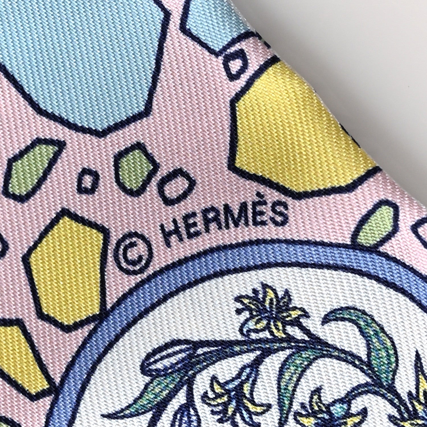 Hermes Silk La Danse Des Amazones Twilly Rose Pale Bleu Jaune 3 of 4