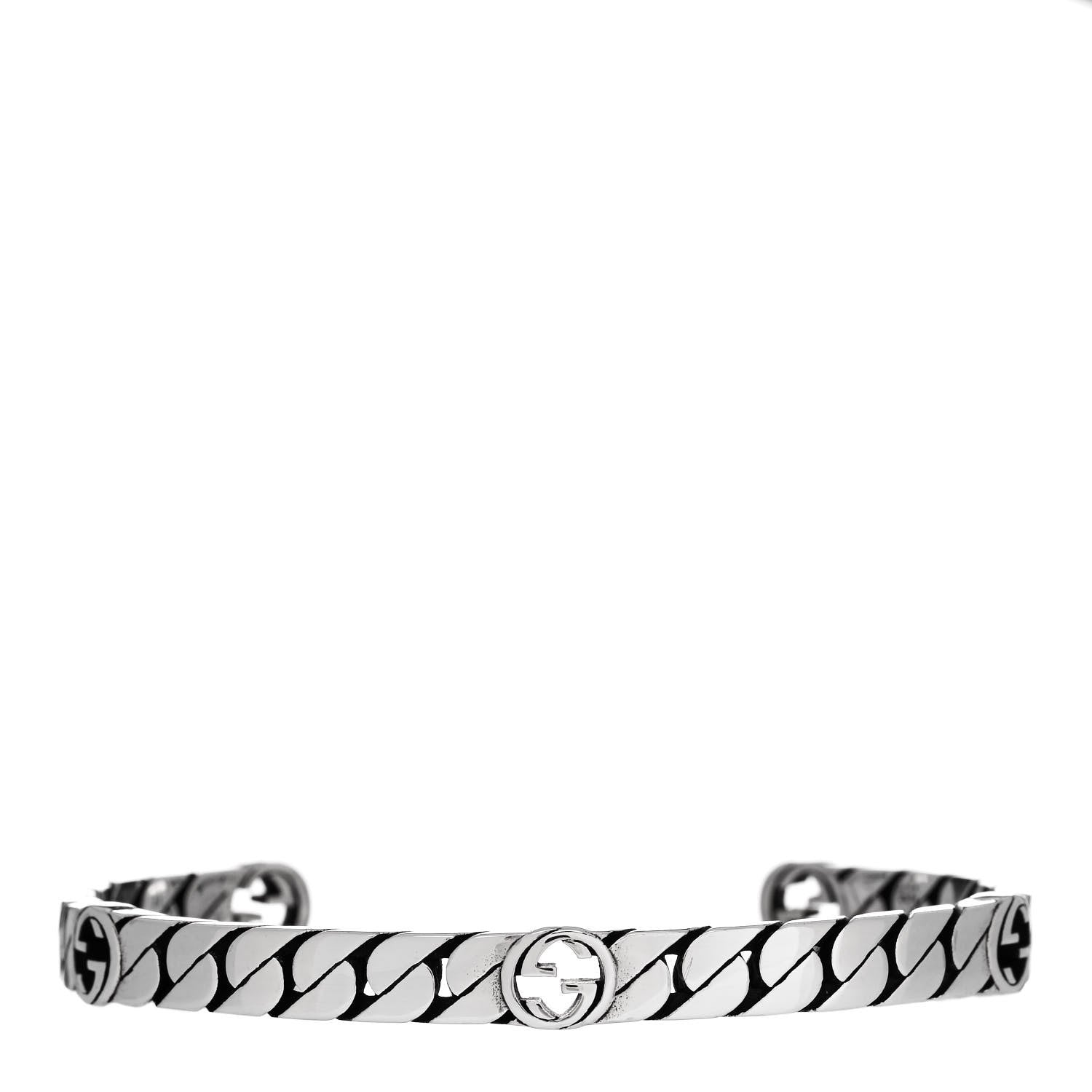 Gucci Sterling Silver Interlocking G Cuff Bracelet 17 1 of 4