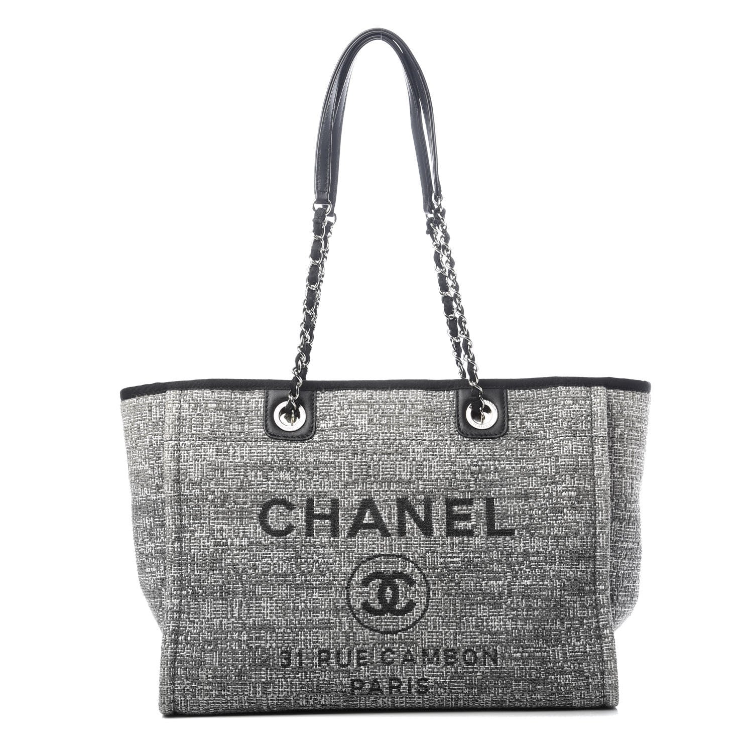 Chanel Canvas Small Deauville Tote Grey 1 of 10