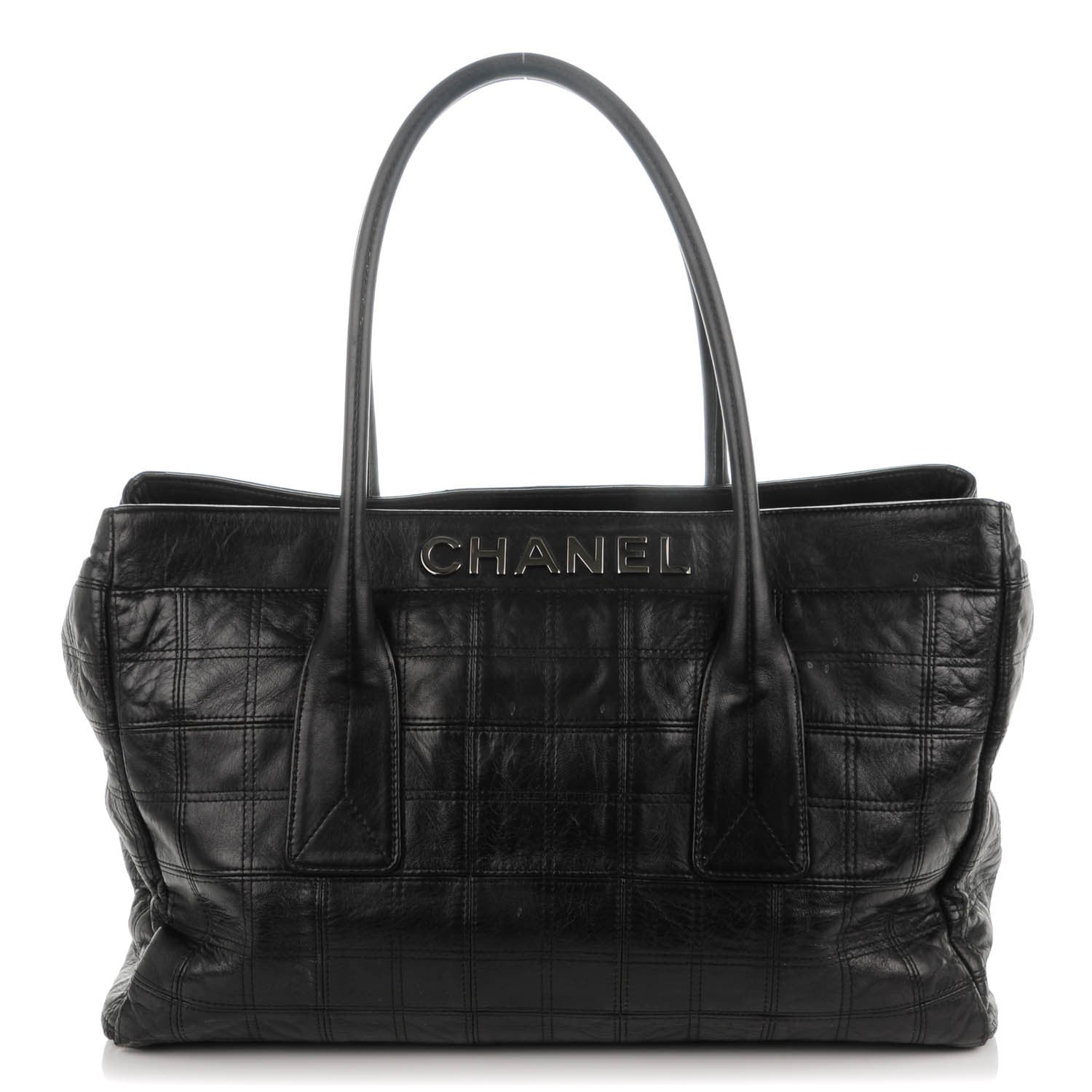 Chanel Lambskin Square Stitched Lax Shopping Tote Black 1 of 9