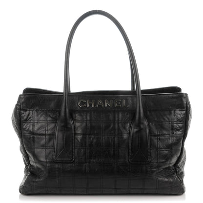 Chanel Lambskin Square Stitched Lax Shopping Tote Black 1 of 9