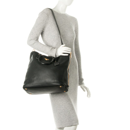 Prada Cervo Deerskin Side Zip Tote Nero Black 2 of 12