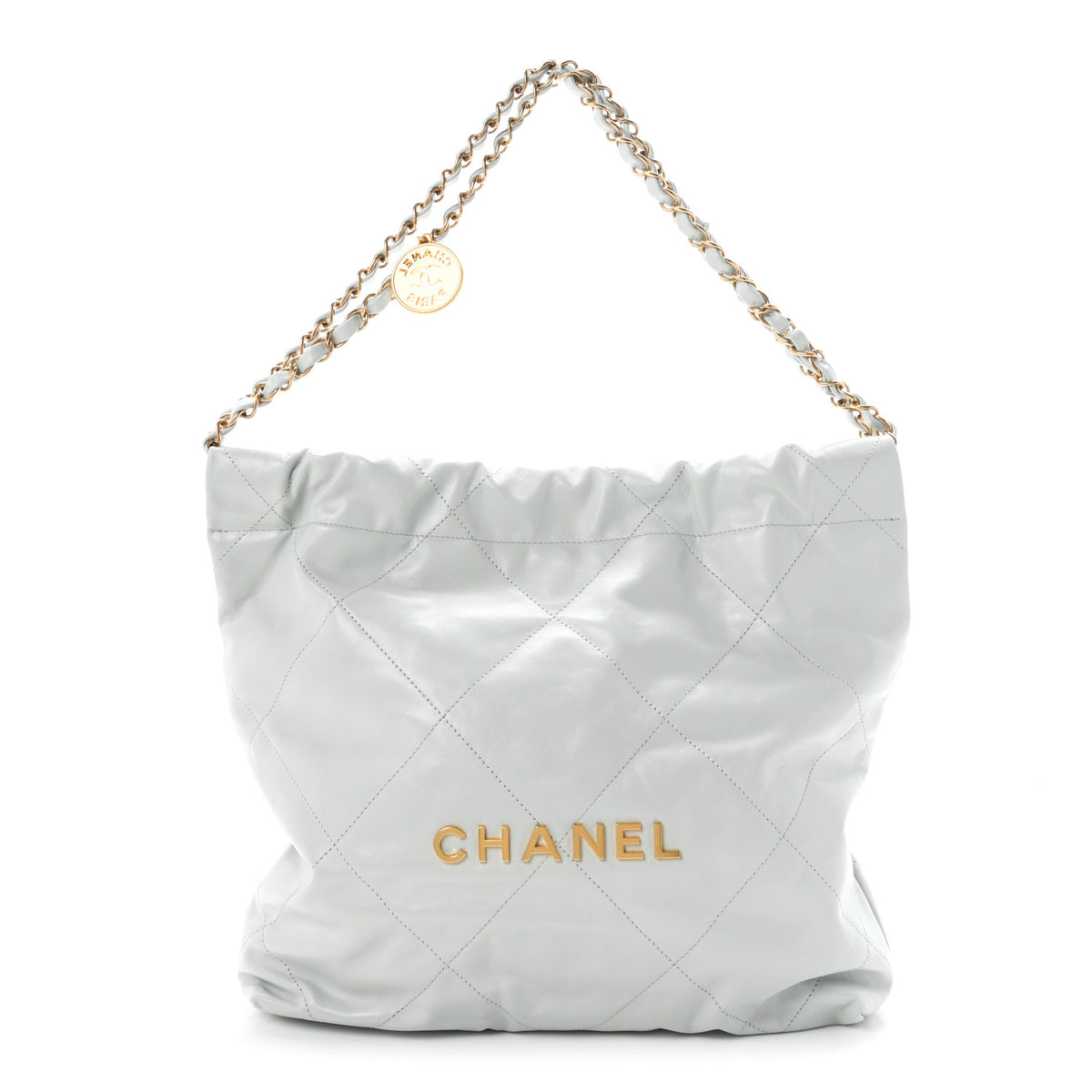 Chanel Shiny Calfskin Quilted Small Chanel 22 Light Blue 1 of 11