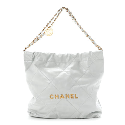 Chanel Shiny Calfskin Quilted Small Chanel 22 Light Blue 1 of 11