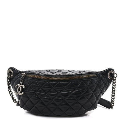Chanel Lambskin Quilted Banane Waist Bag Fanny Pack Black 1 of 10
