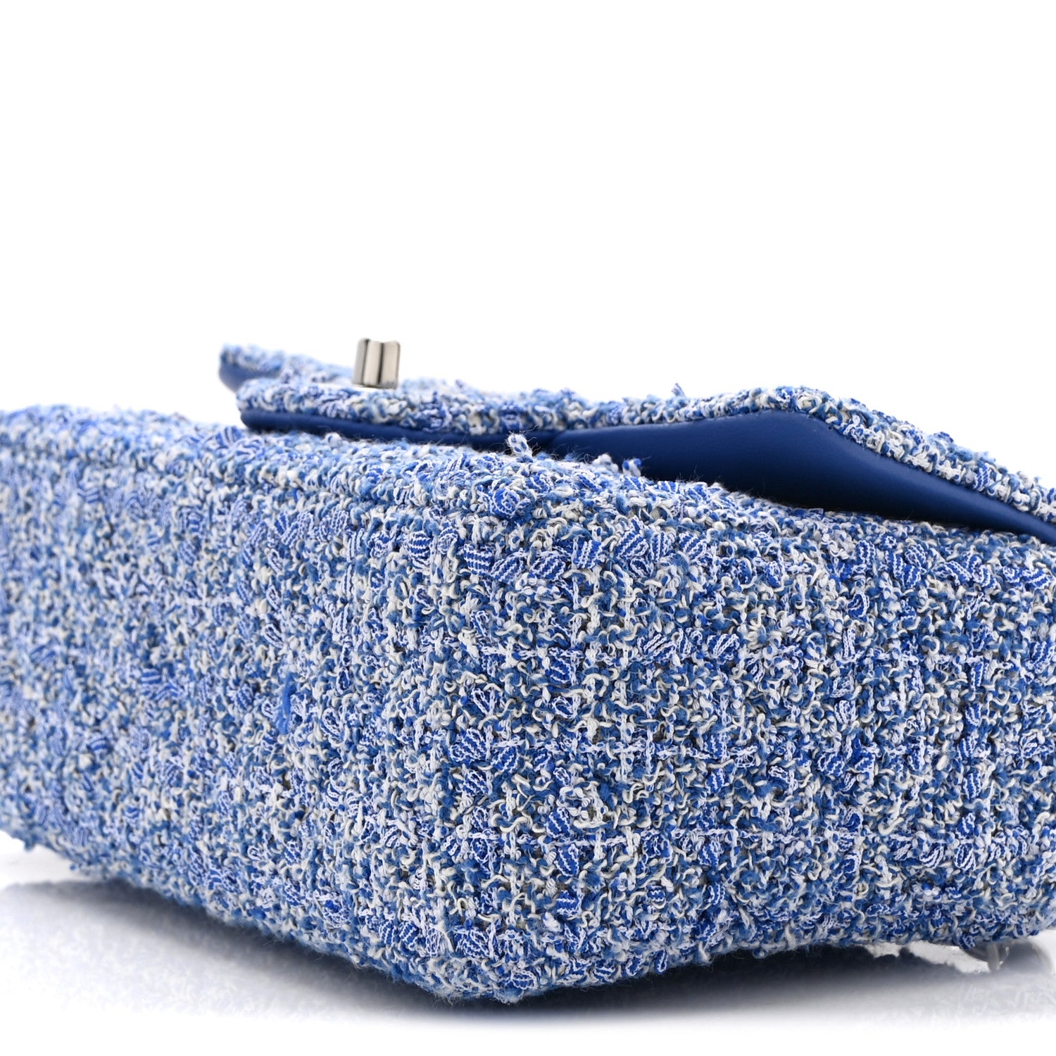 Chanel Tweed Quilted Mini Rectangular Flap Blue White 10 of 11