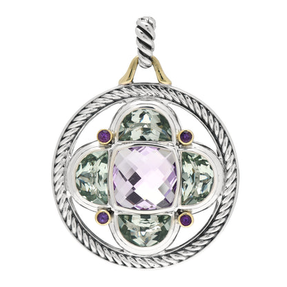 David Yurman Sterling Silver 18K Yellow Gold Amethyst Prasiolite Renaissance Pendant 1 of 4