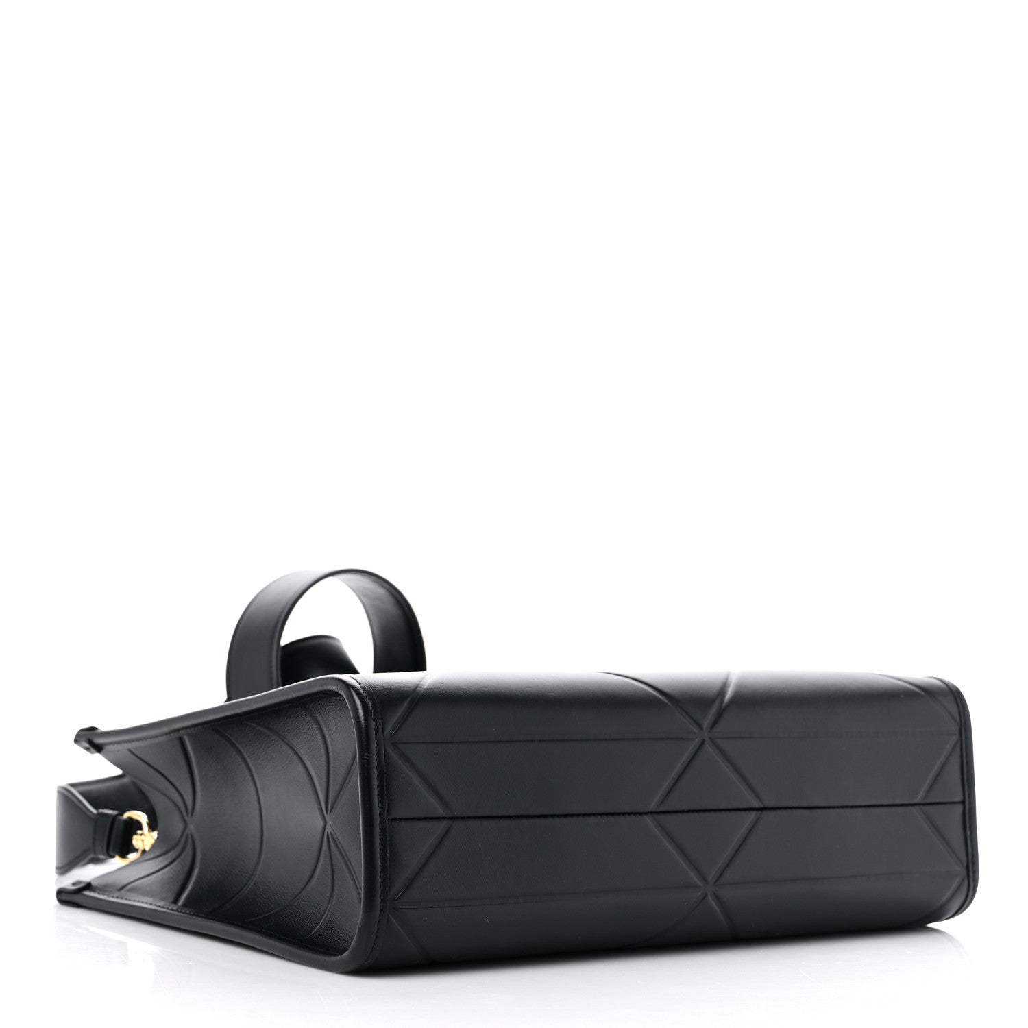 Prada Soft Calfskin Triangolo Symbole Embossed Small Tote Black 4 of 8