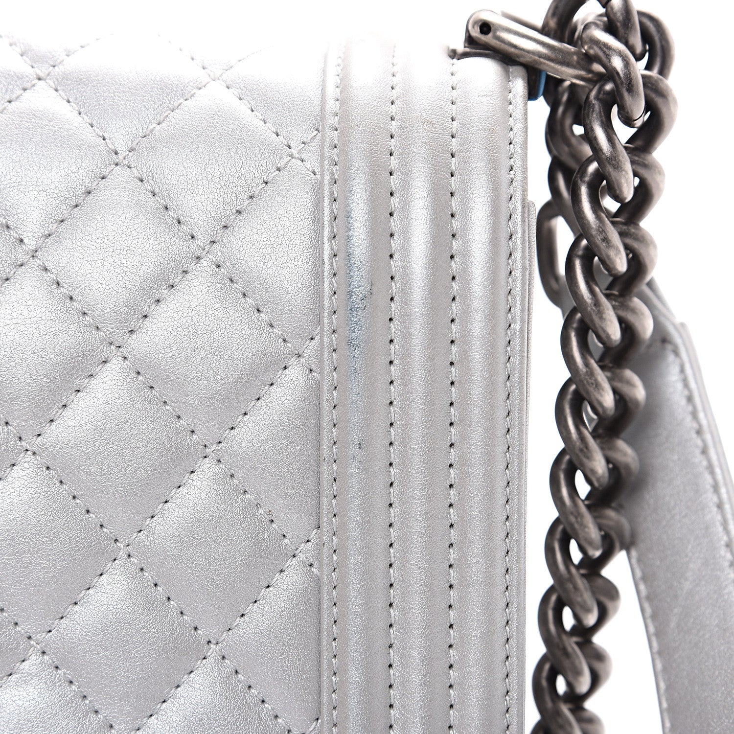 Chanel Metallic Calfskin Quilted Medium Boy Flap Silver 10 of 16