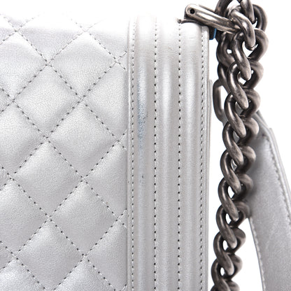 Chanel Metallic Calfskin Quilted Medium Boy Flap Silver 10 of 16