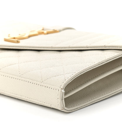 Saint Laurent Grain De Poudre Mixed Matelasse Triquilt Monogram Chain Wallet Crema Soft 5 of 9