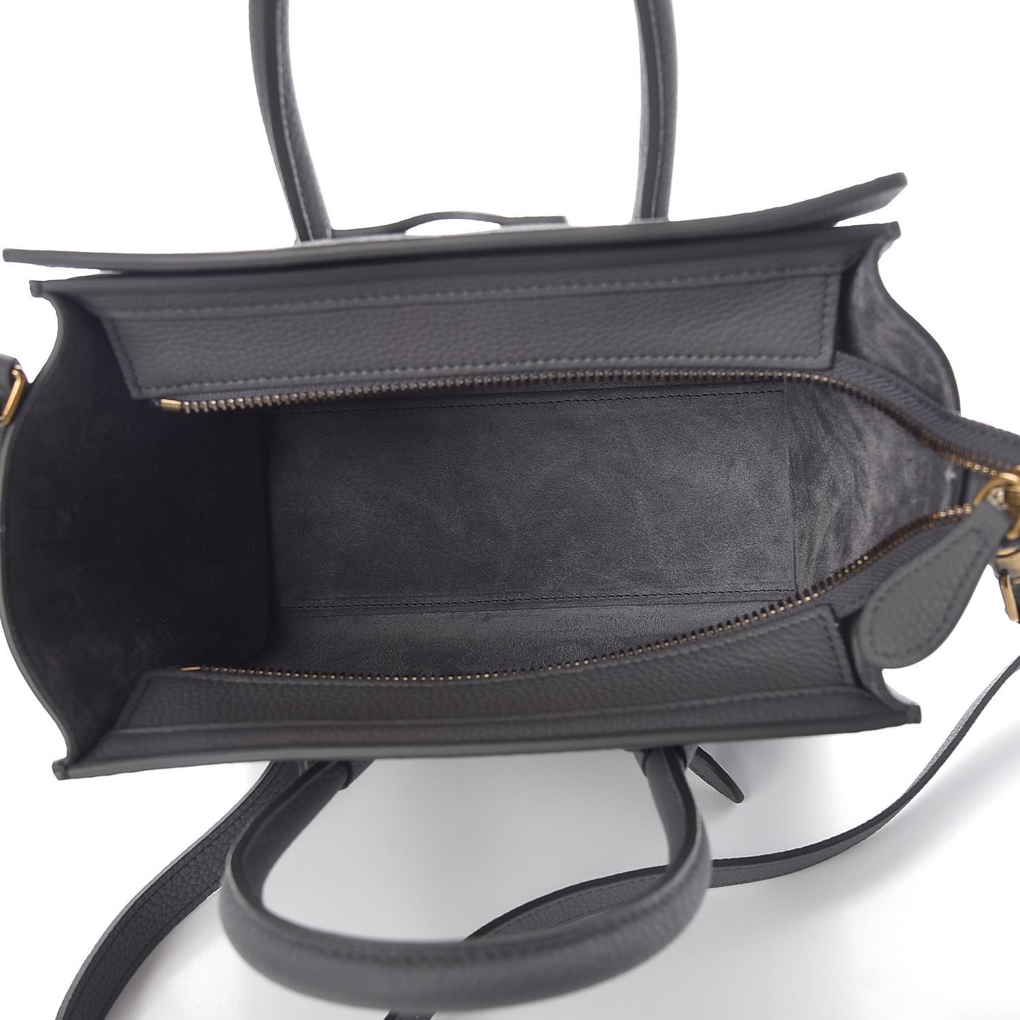 Drummed Calfskin Nano Luggage Kohl