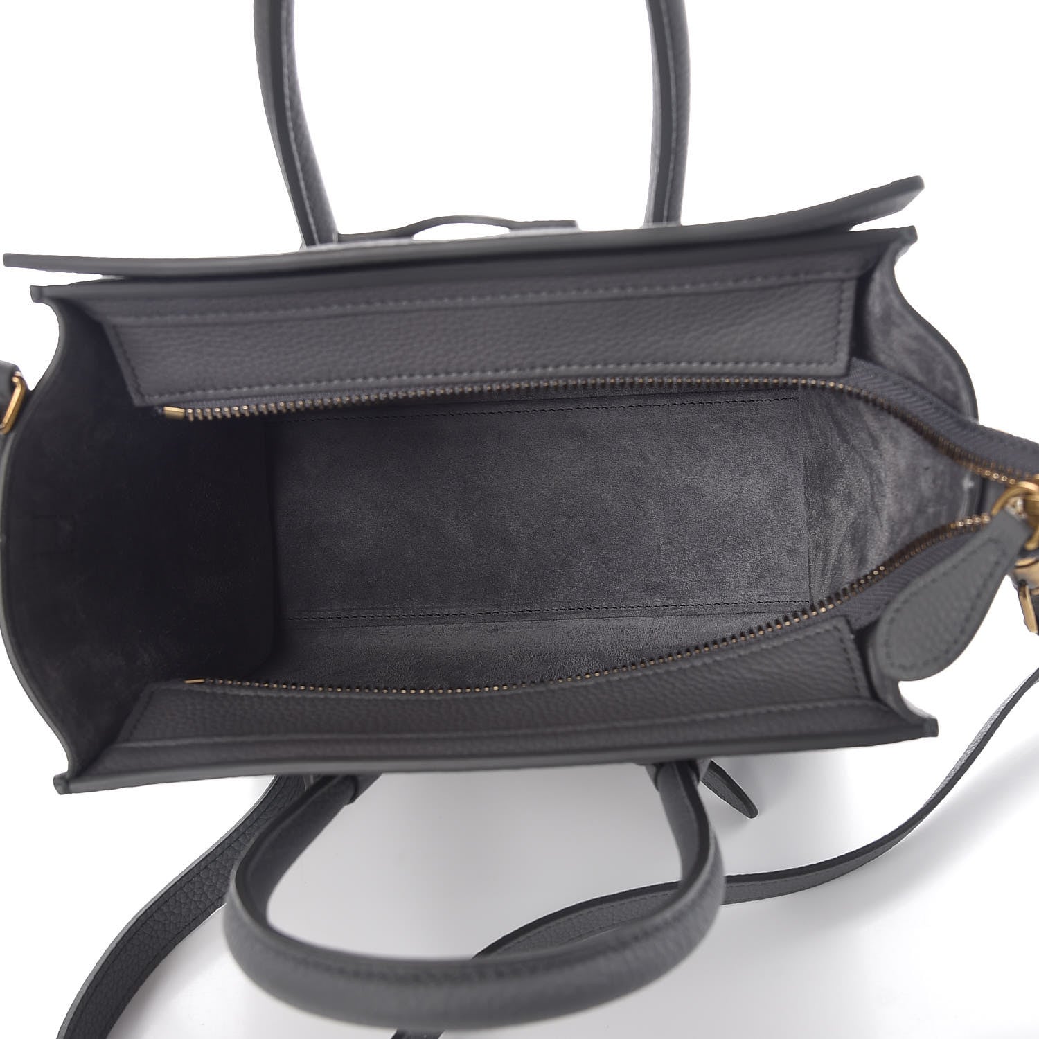 Celine Drummed Calfskin Nano Luggage Kohl 7 of 9