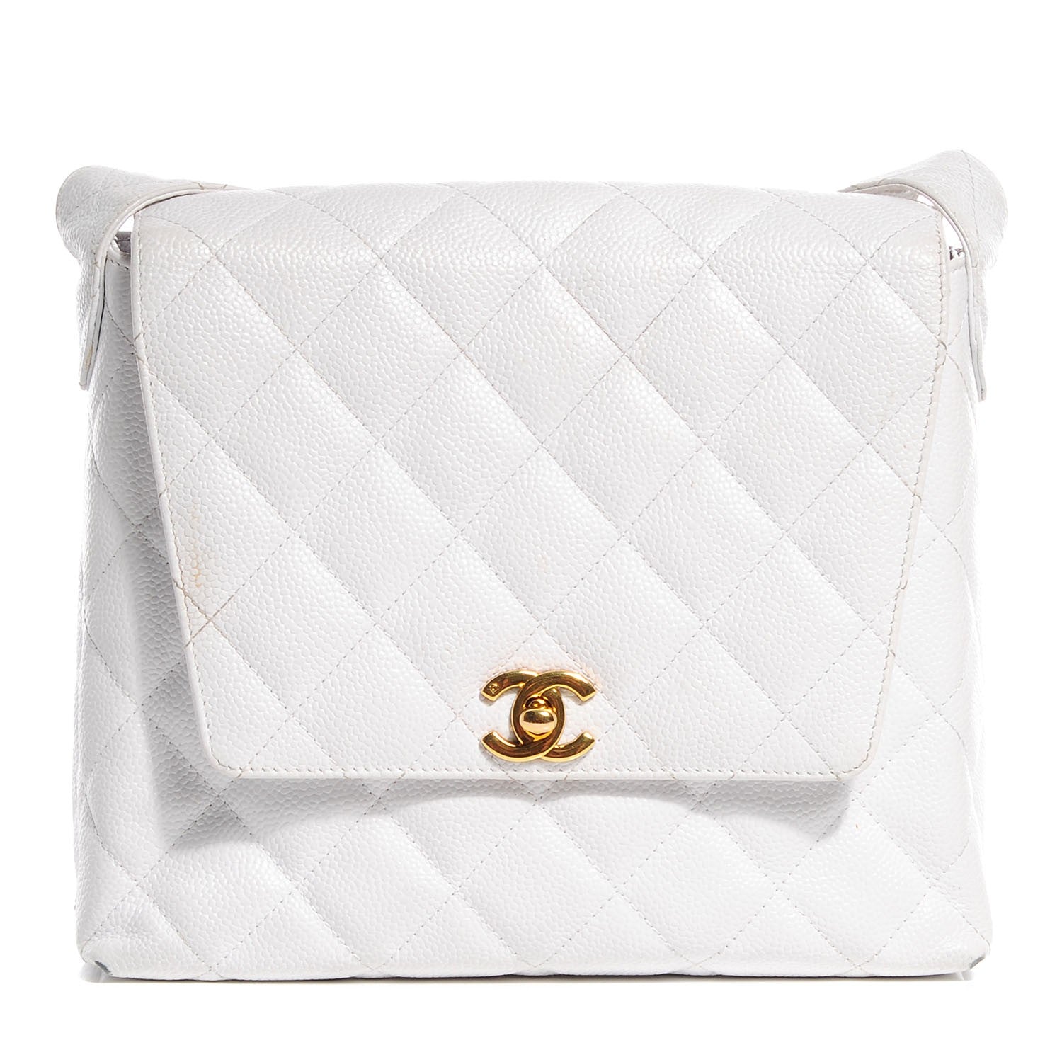 Chanel Caviar Quilted Shoulder Flap Bag White 1 of 9