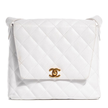Chanel Caviar Quilted Shoulder Flap Bag White 1 of 9