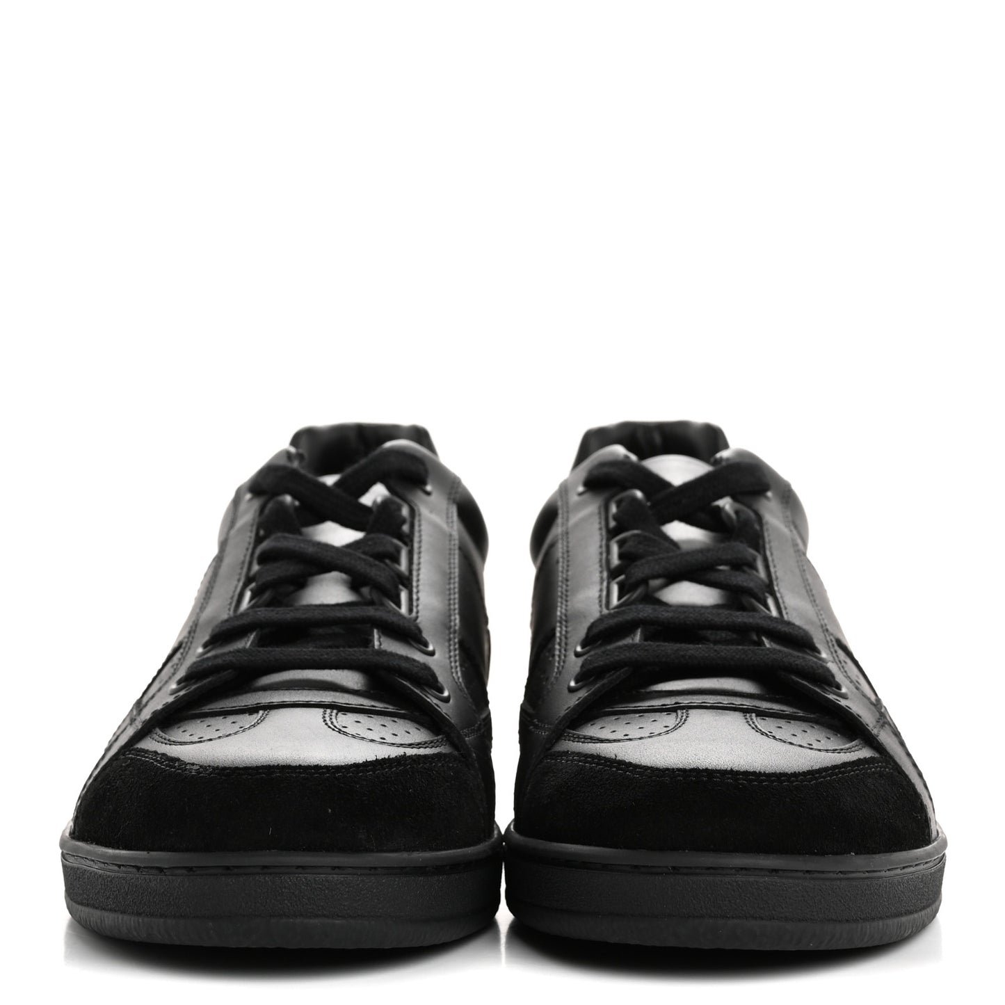 Calfskin Suede Logo Sneakers 38 Black