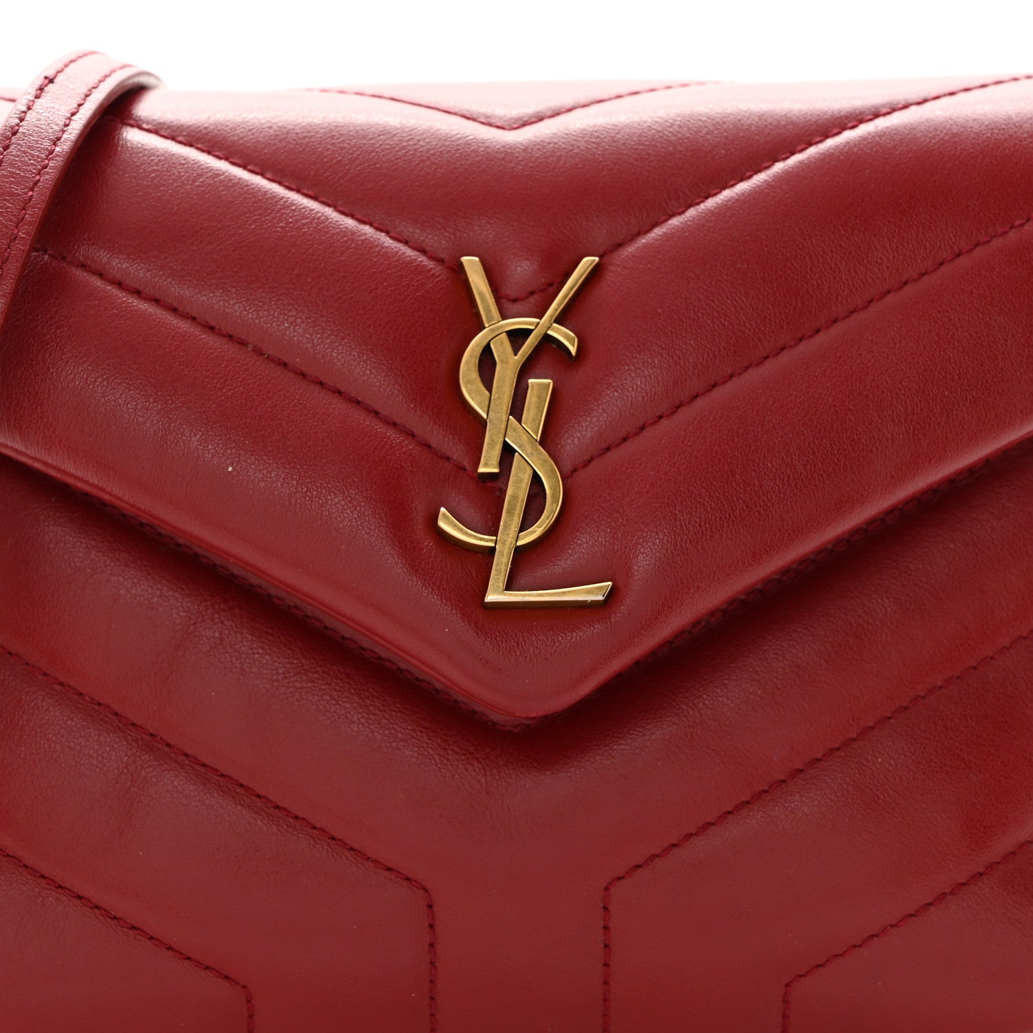 Saint Laurent Calfskin Y Quilted Monogram Toy Loulou Crossbody Bag Rouge 9 of 15