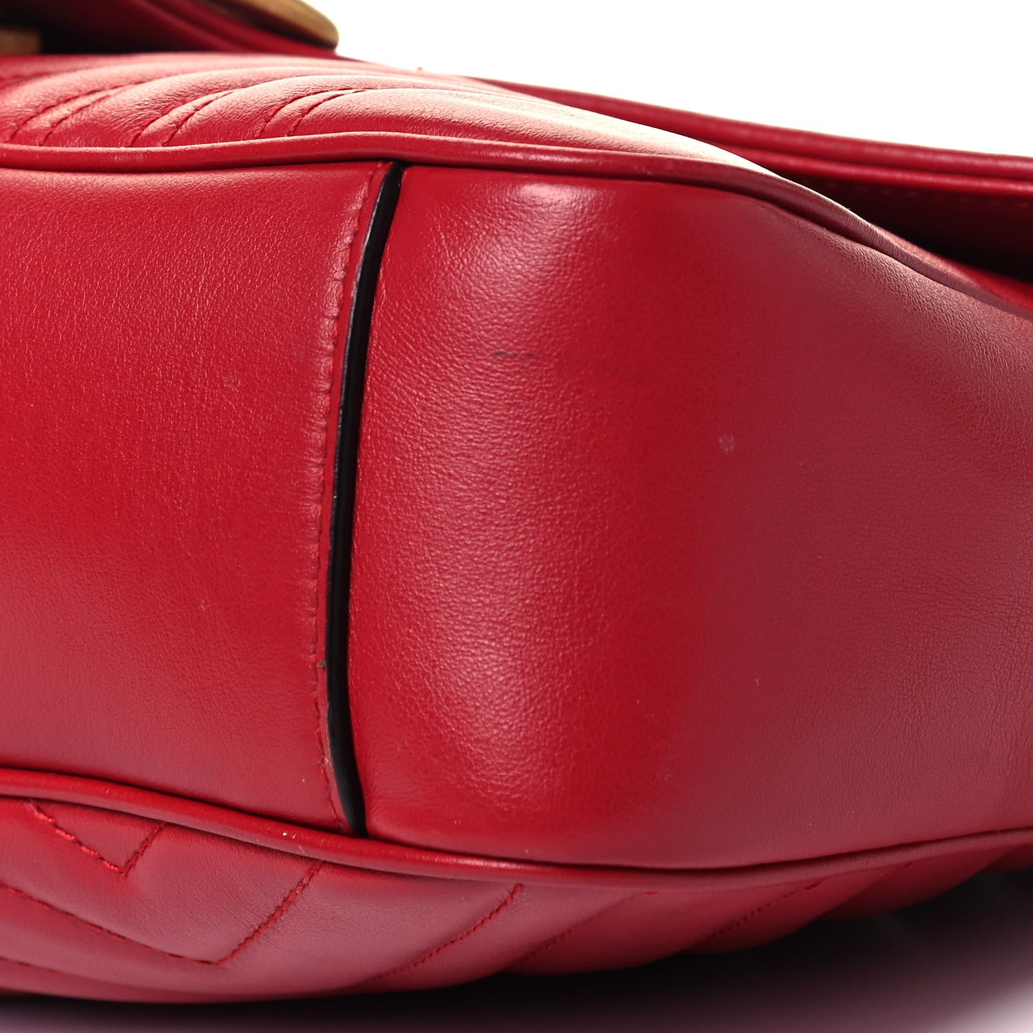 Gucci Calfskin Matelasse Small GG Marmont Shoulder Bag Hibiscus Red 9 of 9