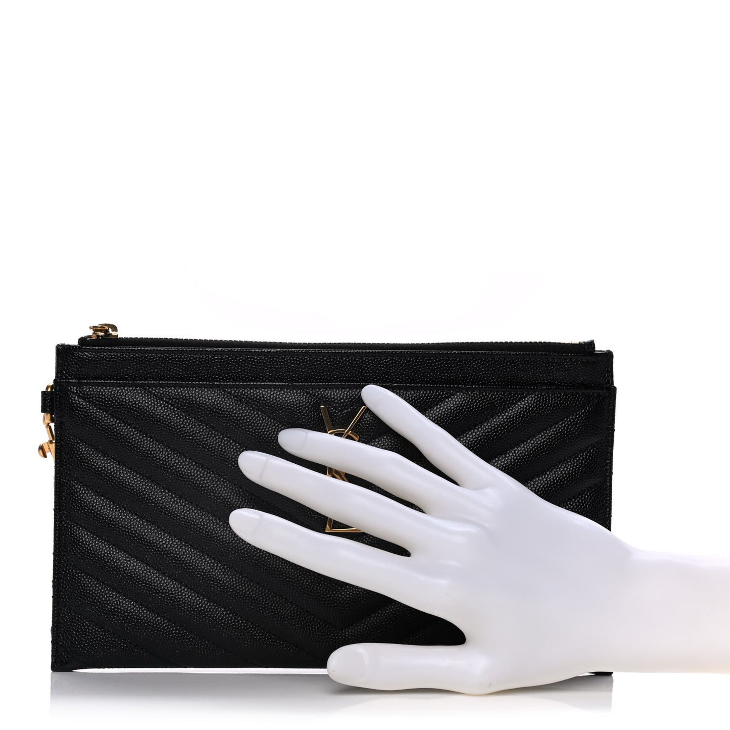 Grain De Poudre Chevron Monogram Large Bill Pouch Black