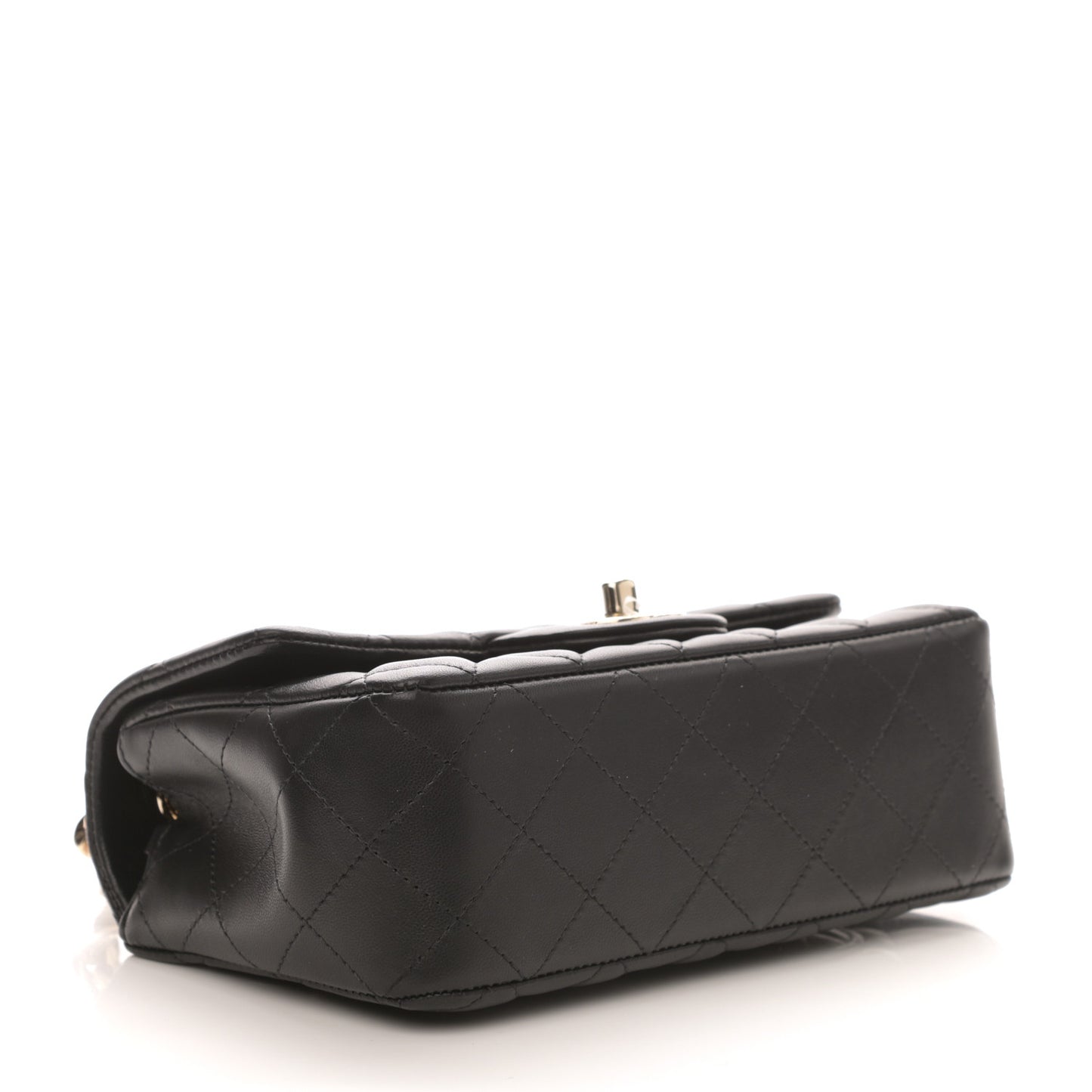 Lambskin Quilted Mini Coco Charms Rectangular Flap Black