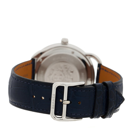 Hermes Stainless Steel Alligator 40mm Arceau Quartz Watch Bleu Abysse 4 of 6