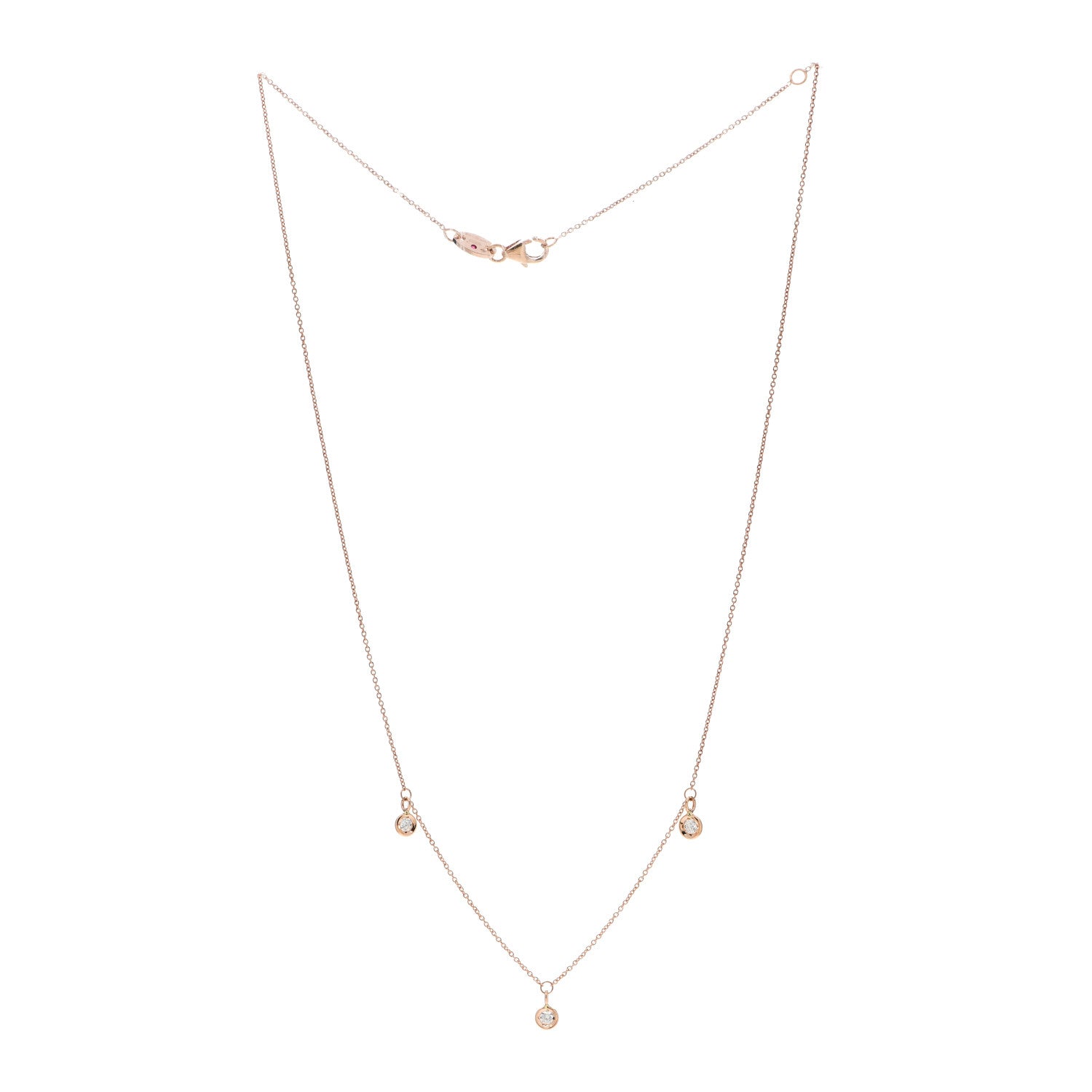 Roberto Coin 18K Yellow Gold Diamond Three Diamond Drop Station Necklace 3 of 5