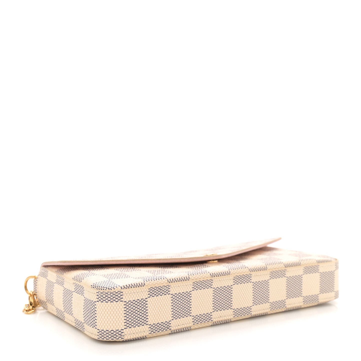 Damier Azur Pochette Felicie Chain Wallet Rose Ballerine