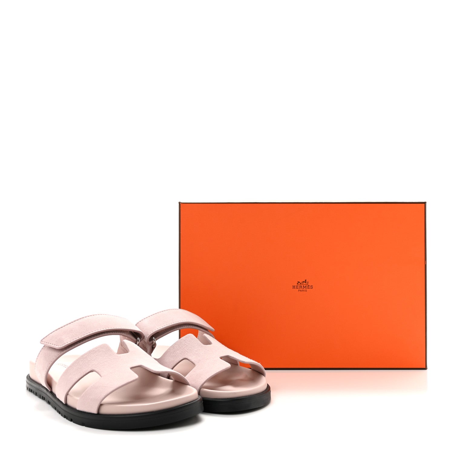 Hermes Suede Goatskin Womens Chypre Sandals 36.5 Rose Porcelaine 10 of 10
