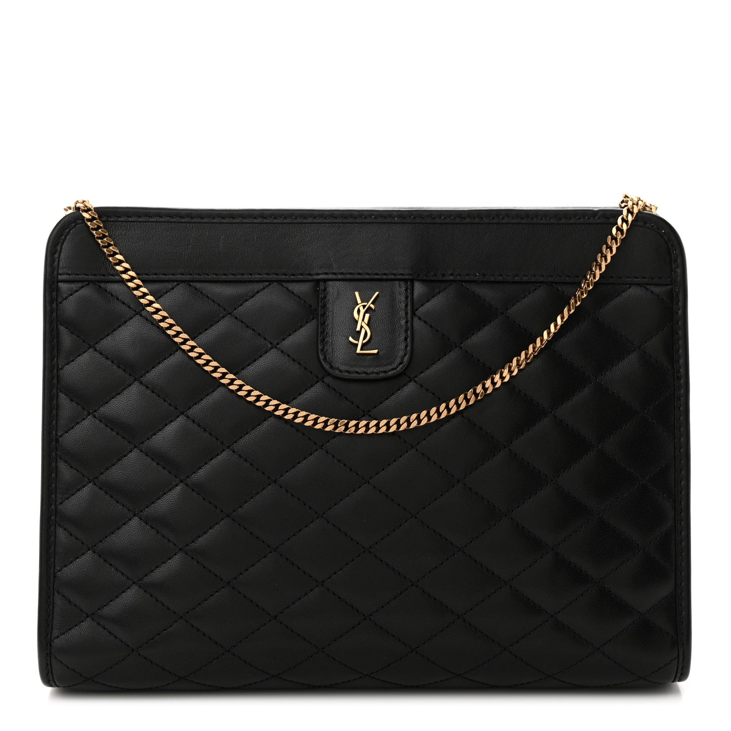 Lambskin Quilted Monogram Baby Victoire Chain Clutch Bag Black