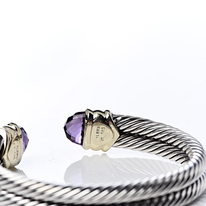David Yurman Sterling Silver 14K Yellow Gold Amethyst Double Cable Bracelet 5 of 5