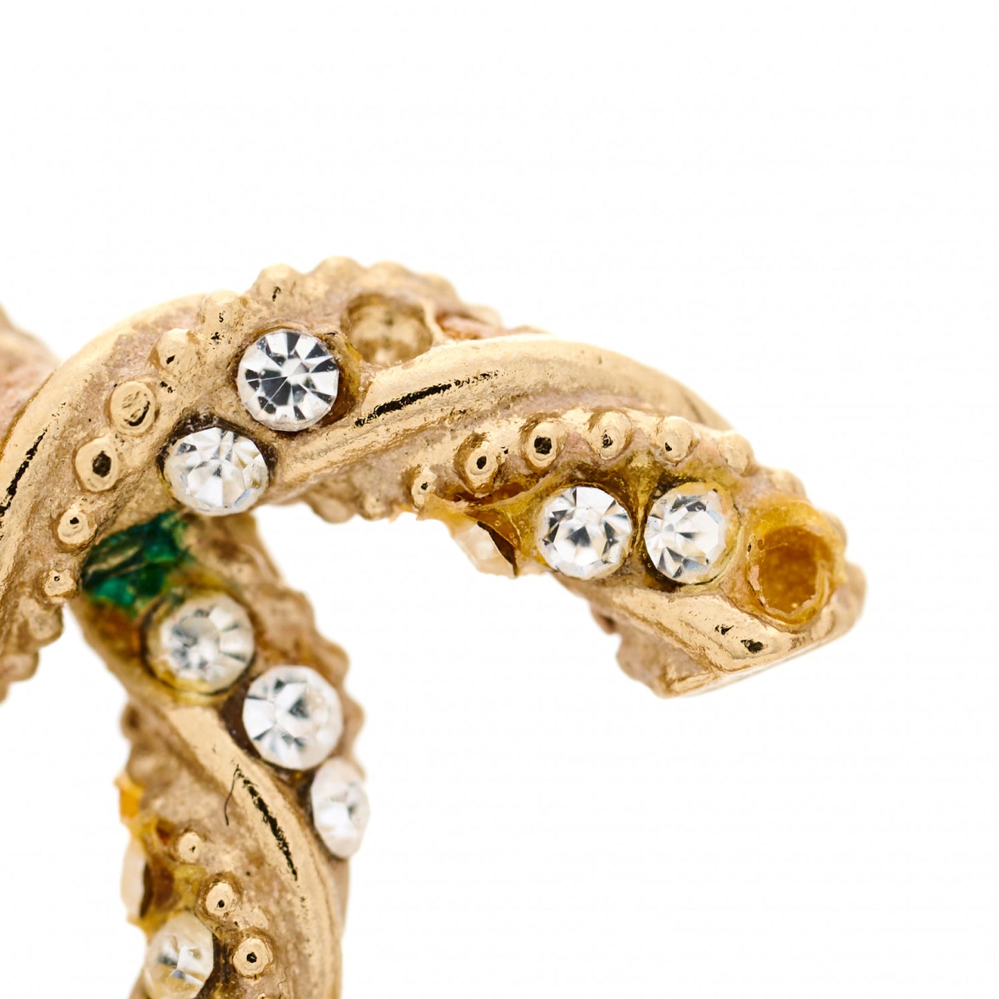 Crystal Twisted CC Earrings Gold