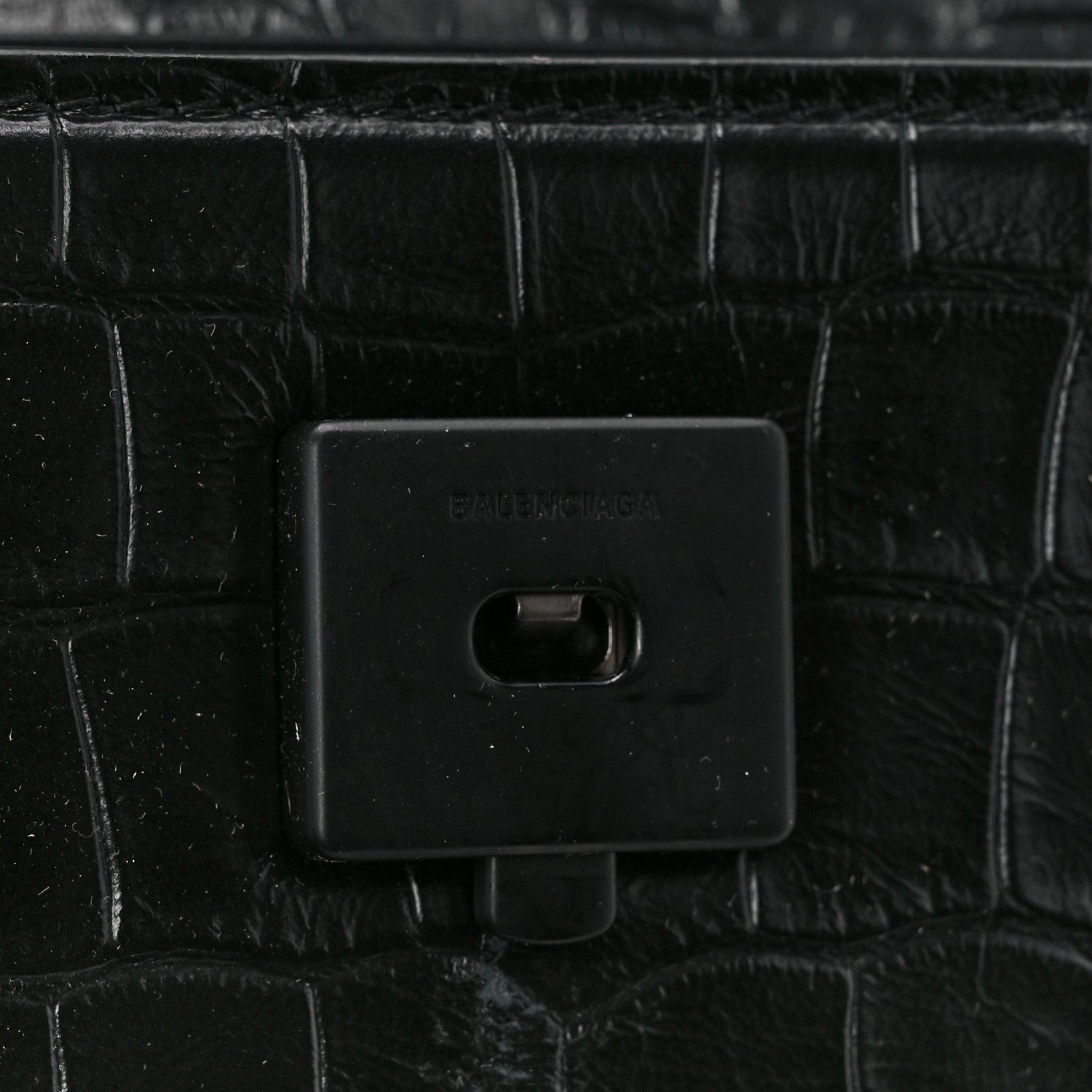 Balenciaga Extra Supple Calfskin Monochrome Crocodile Embossed Gossip Chain Bag XS Black 7 of 10