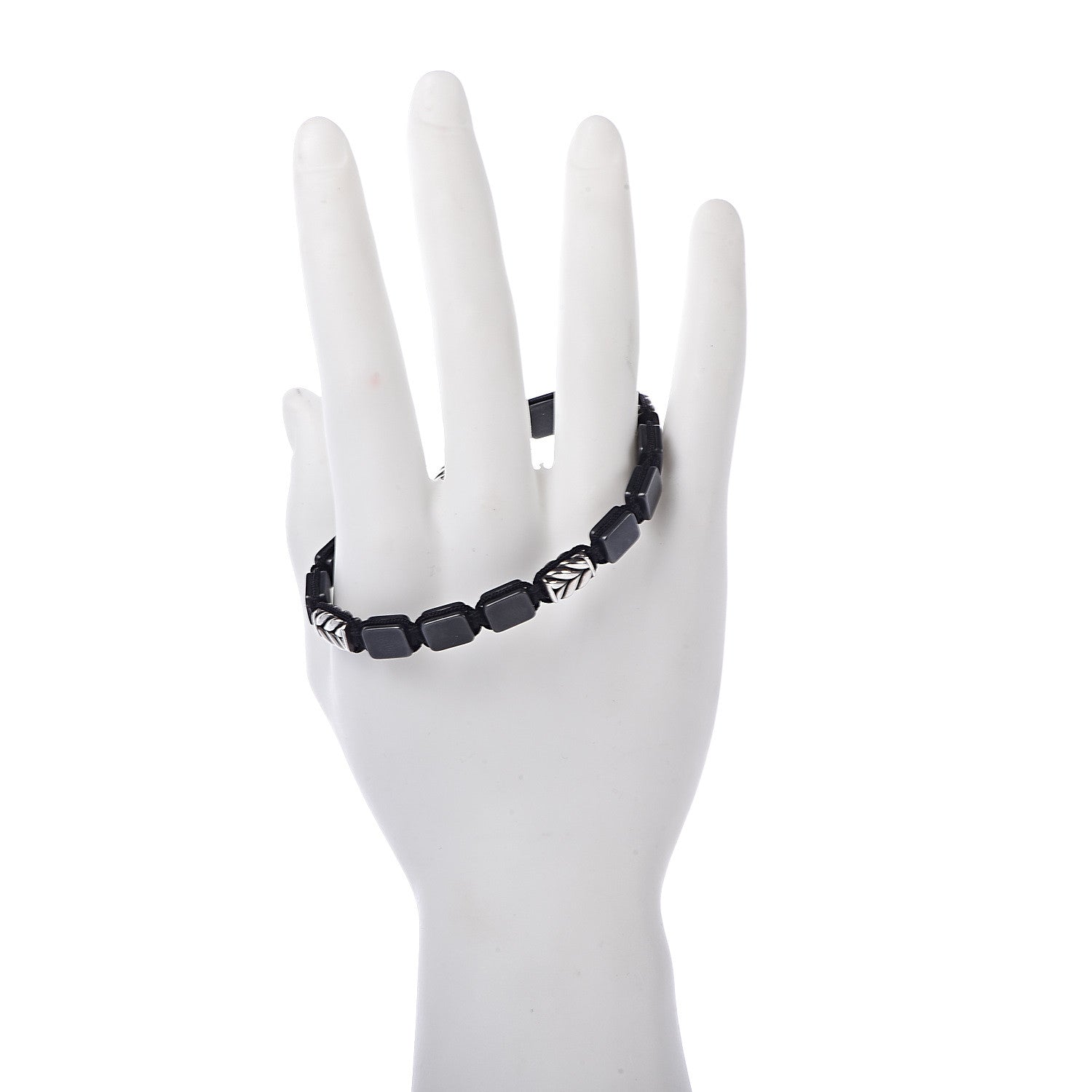 David Yurman Sterling Silver Titanium Chevron Tile Station Bracelet 2 of 5